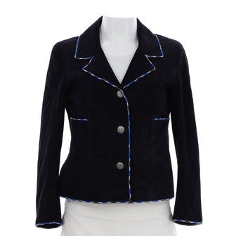 Chanel Women's Contrast Piping Blazer Suede