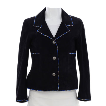 Chanel Women's Contrast Piping Blazer Suede