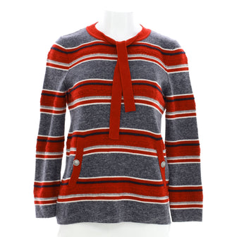 Chanel Women's Ribbon Crewneck Pocket Sweater Cashmere