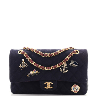 Chanel Paris-Hamburg Charms Classic Double Flap Bag Quilted Wool and Lambskin Medium