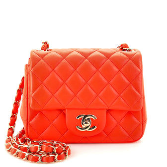 Chanel Square Classic Single Flap Bag Quilted Lambskin Mini