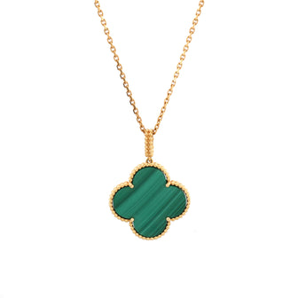 Van Cleef & Arpels Magic Alhambra Pendant Necklace 18K Yellow Gold and Malachite