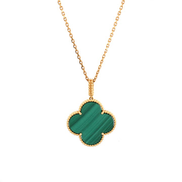 Van Cleef & Arpels Magic Alhambra Pendant Necklace 18K Yellow Gold and Malachite