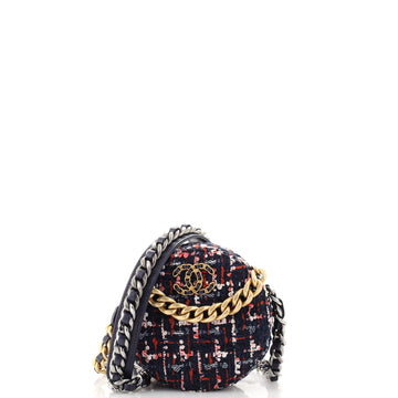 Chanel 19 Round Clutch with Chain Quilted Tweed