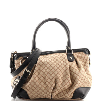 Gucci Sukey Top Handle Satchel Diamante Canvas Medium