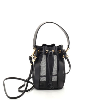 Fendi Mon Tresor Bucket Bag Pequin Leather and Mesh Mini