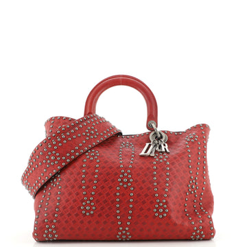 Christian Dior Supple Lady Dior Bag Studded Embossed Leather Large