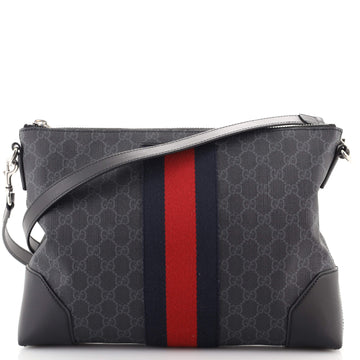 Gucci Web Zip Flat Messenger GG Coated Canvas Medium