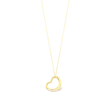 Tiffany & Co. Elsa Peretti Open Heart Pendant Necklace 18K Yellow Gold and Diamonds