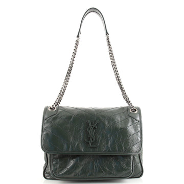 Saint Laurent Niki Chain Flap Bag Matelasse Chevron Leather Medium