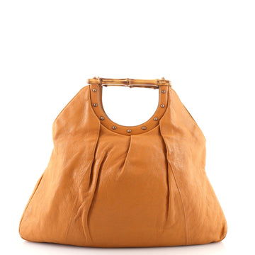 Gucci Vintage Bamboo Hobo Studded Leather Large
