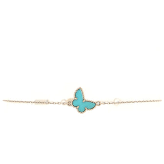 Van Cleef & Arpels Sweet Alhambra Butterfly Bracelet 18K White Gold and Turquoise