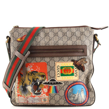 Gucci Courrier Zip Messenger GG Coated Canvas with Applique Medium