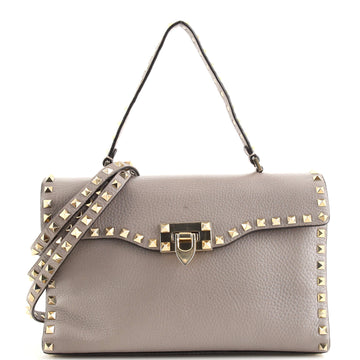 Valentino Garavani Rockstud Flip Lock Top Handle Bag Leather Medium