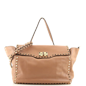 Valentino Garavani Rockstud Flip Lock Top Handle Bag Leather Medium