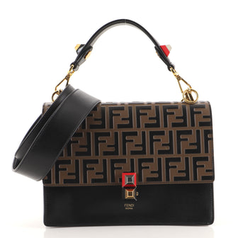 Fendi Kan I Bag Zucca Embossed Leather Medium