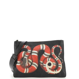 Gucci Kingsnake Convertible Clutch Printed Leather Large