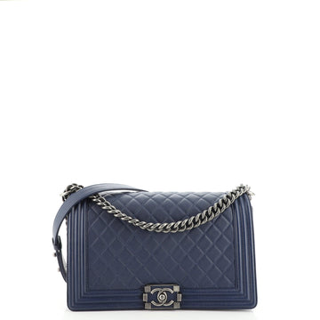 Chanel Boy Flap Bag Quilted Grained Calfskin New Medium