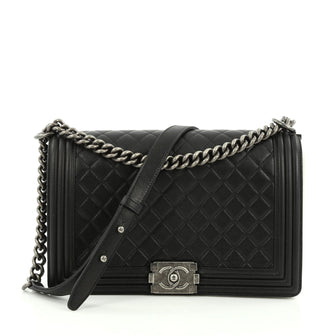 Chanel Boy Flap Bag Quilted Lambskin New Medium Black 1777501