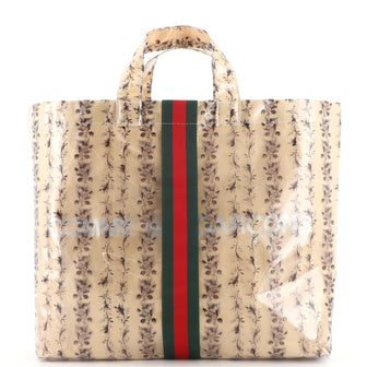 Gucci Comme de Garcons Web Shopping Tote Printed PVC and Paper Medium