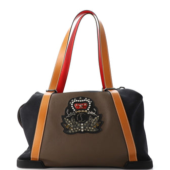 Christian Louboutin Bagdamon Boston Duffle Bag Canvas with Leather Large