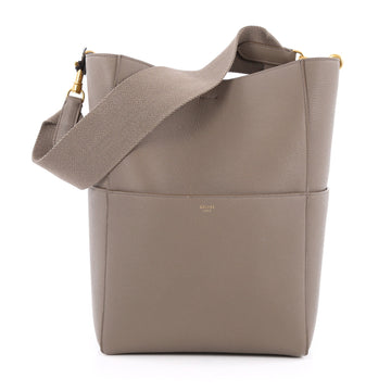 Celine Sangle Seau Handbag Calfskin Large Gray