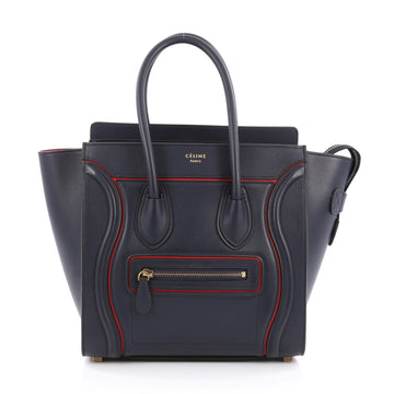 Celine Luggage Handbag Smooth Leather Micro Blue