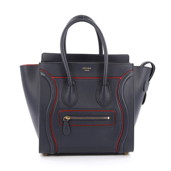 Celine Luggage Handbag Smooth Leather Micro Blue