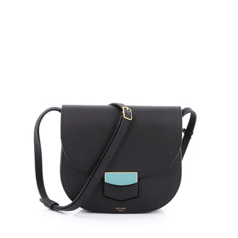 Celine Trotteur Lock Crossbody Bag Grainy Leather Small Black 1778303