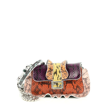 Fendi Wave Baguette Python Micro Purple