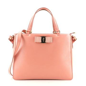 Salvatore Ferragamo Tracy Bow Tote Saffiano Leather Small