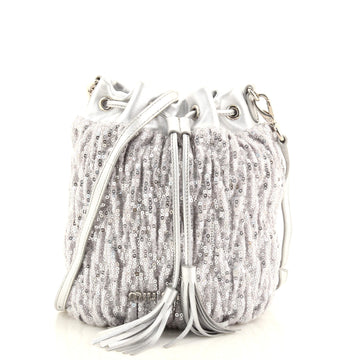 Miu Miu Drawstring Bucket Bag Matelasse Sequins Small