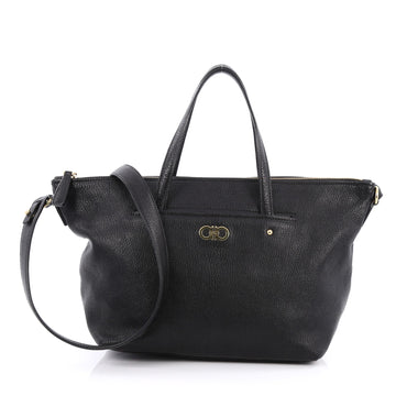 Salvatore Ferragamo Mika Convertible Tote Leather Small Black