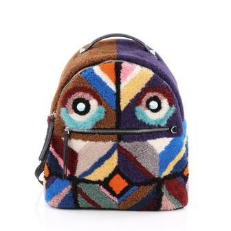 Fendi Bugs Backpack Multicolor Shearling with Fur Purple