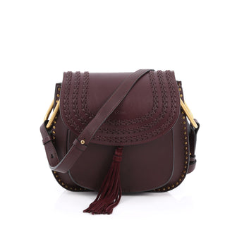 Chloe Hudson Handbag Whipstitch Leather Medium Purple