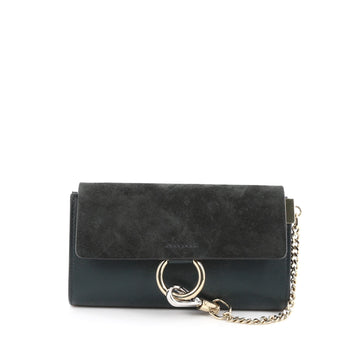 Chloe Faye Shoulder Bag Leather and Suede Mini Green