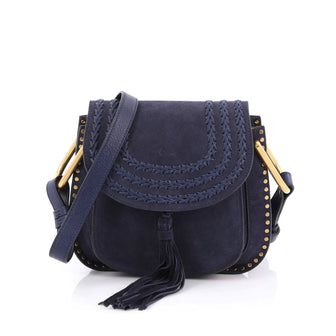 Chloe Hudson Handbag Whipstitch Suede Small Blue