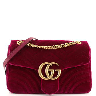 Gucci GG Marmont Flap Bag Matelasse Velvet Medium