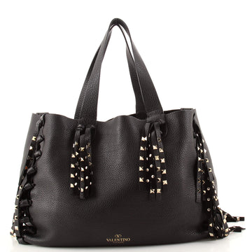 Valentino Garavani C-Rockee Fringe Tote Studded Leather Large
