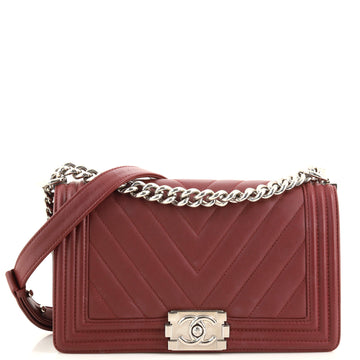Chanel Boy Flap Bag Chevron Calfskin Old Medium