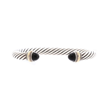 David Yurman Cable Classic Bracelet Sterling Silver with 14K Yellow Gold and Onyx 7mm