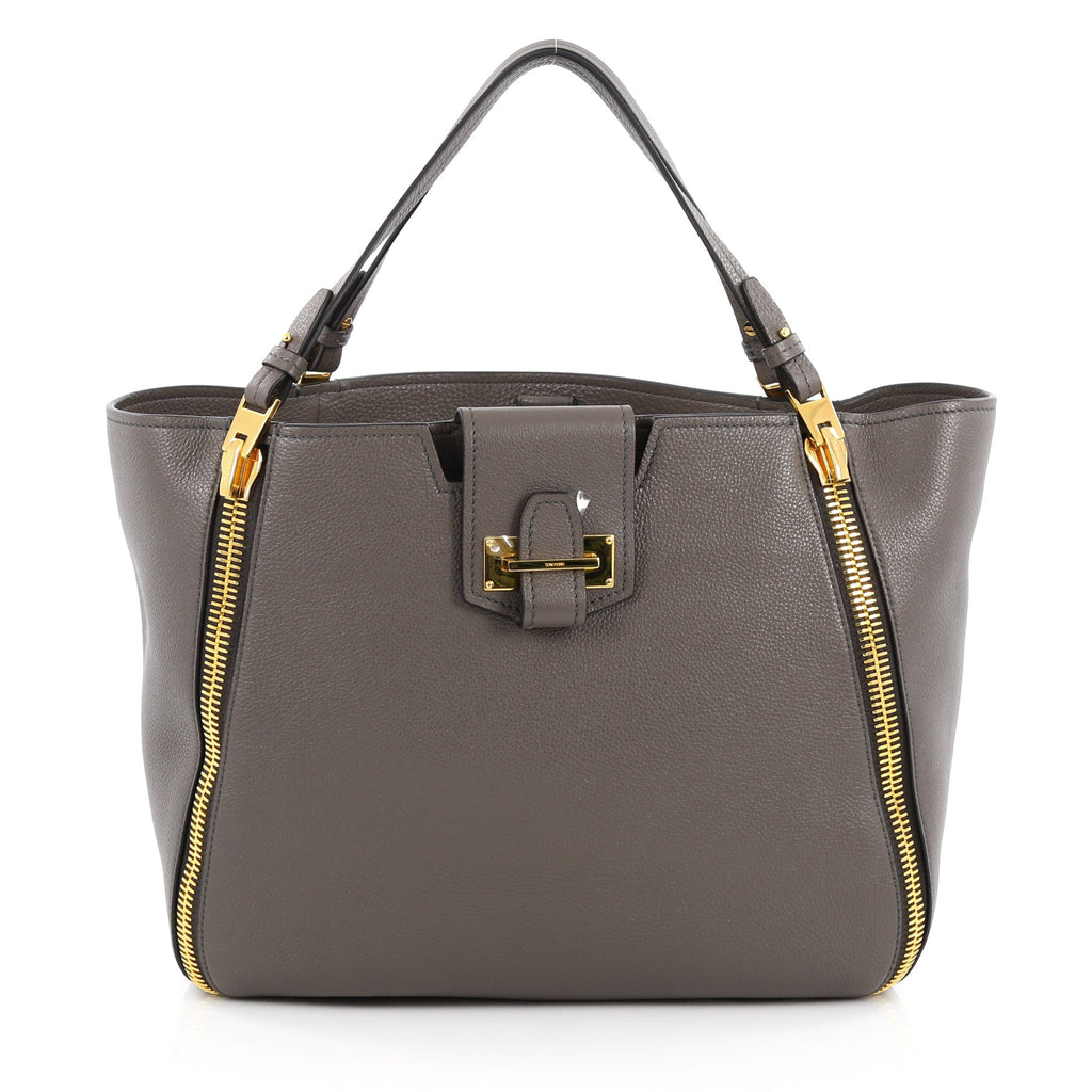 Buy Tom Ford Sedgwick Zip Tote Leather Medium Gray 1779701