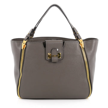 Tom Ford Sedgwick Zip Tote Leather Medium Gray
