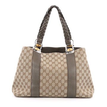 Gucci Bamboo Bar Tote GG Canvas Medium Brown