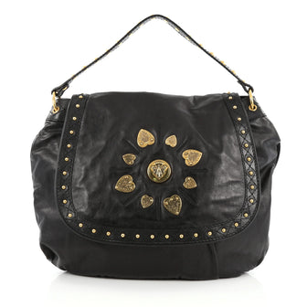 Gucci Irina Babouska Shoulder Bag Leather Black