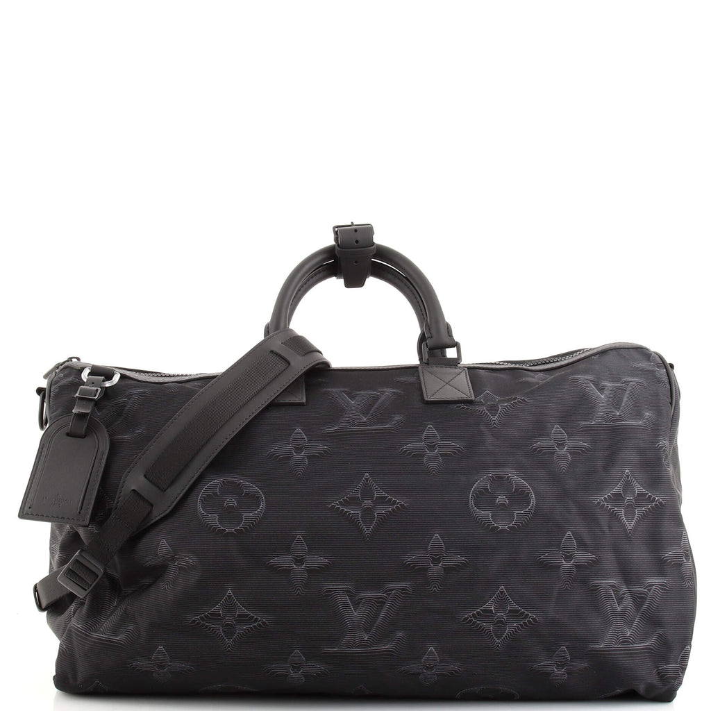 Reversible Keepall Bandouliere Black \u0026 White 3D Monogram Nylon 50 | Luxe  Collective