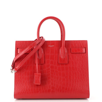 Saint Laurent Sac de Jour Bag Crocodile Embossed Leather Small