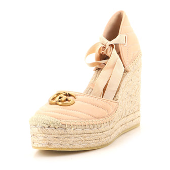 Gucci Women's GG Marmont Wedge Espadrilles Matelasse Leather