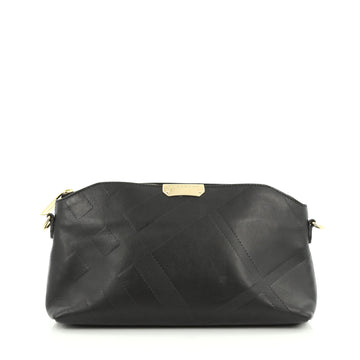 Burberry Chichester Crossbody Bag Embossed Check Leather Small Black