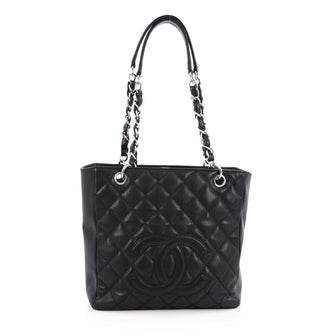 Chanel Petite Shopping Tote Quilted Caviar Black